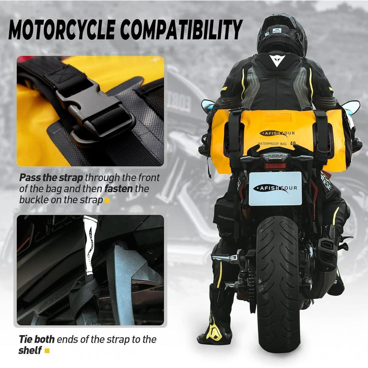 40L Wasserdichte Motorrad-Duffelbag – Gelb