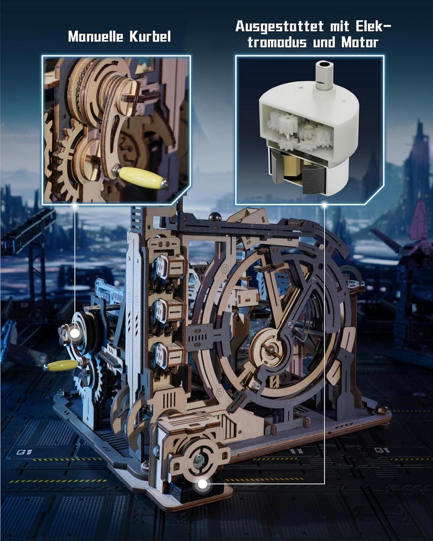 ROKR 3D Holzpuzzle Kugelbahn marble Spaceport inkl. USB-Antrieb