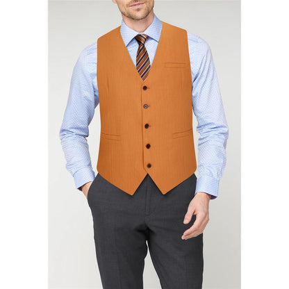 Herren Anzugweste Baumwolle V-Ausschnitt Elegant Retro Orange XS-4XL