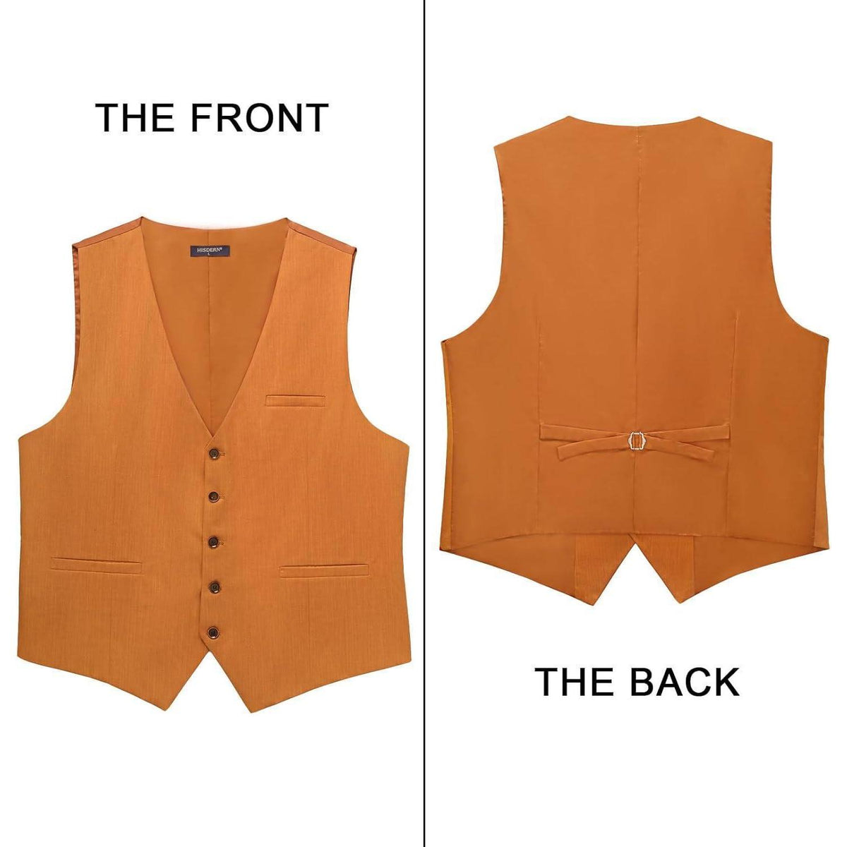 Herren Anzugweste Baumwolle V-Ausschnitt Elegant Retro Orange XS-4XL