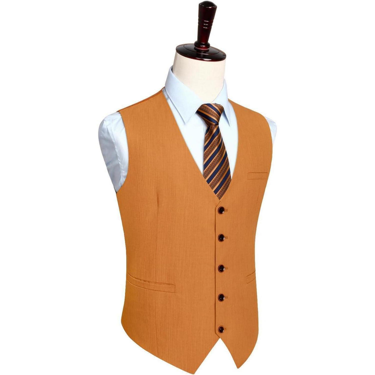 Herren Anzugweste Baumwolle V-Ausschnitt Elegant Retro Orange XS-4XL