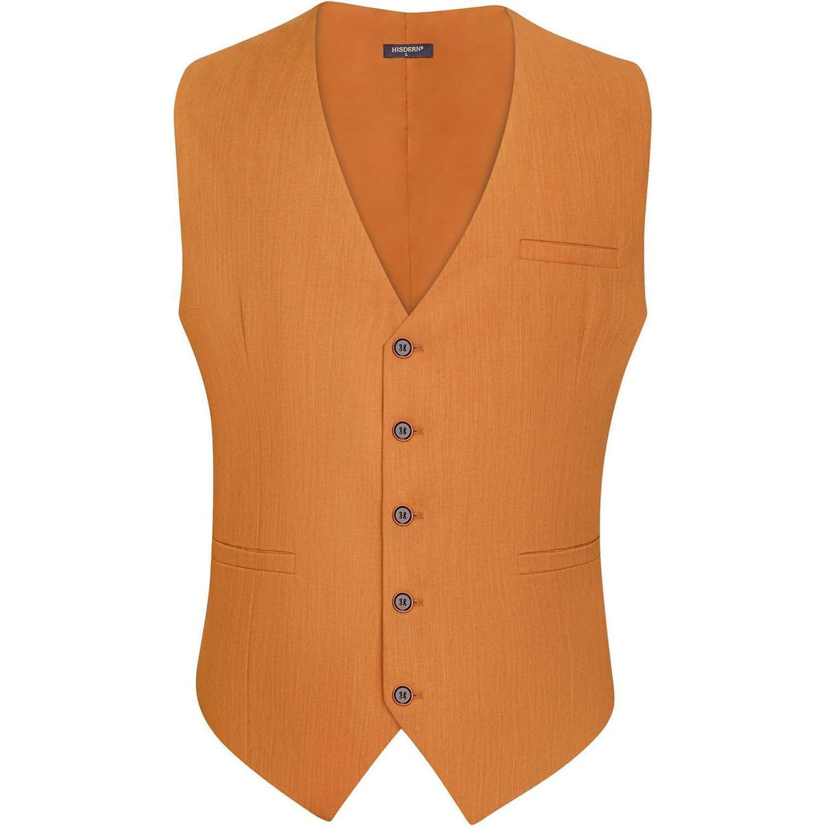 Herren Anzugweste Baumwolle V-Ausschnitt Elegant Retro Orange XS-4XL