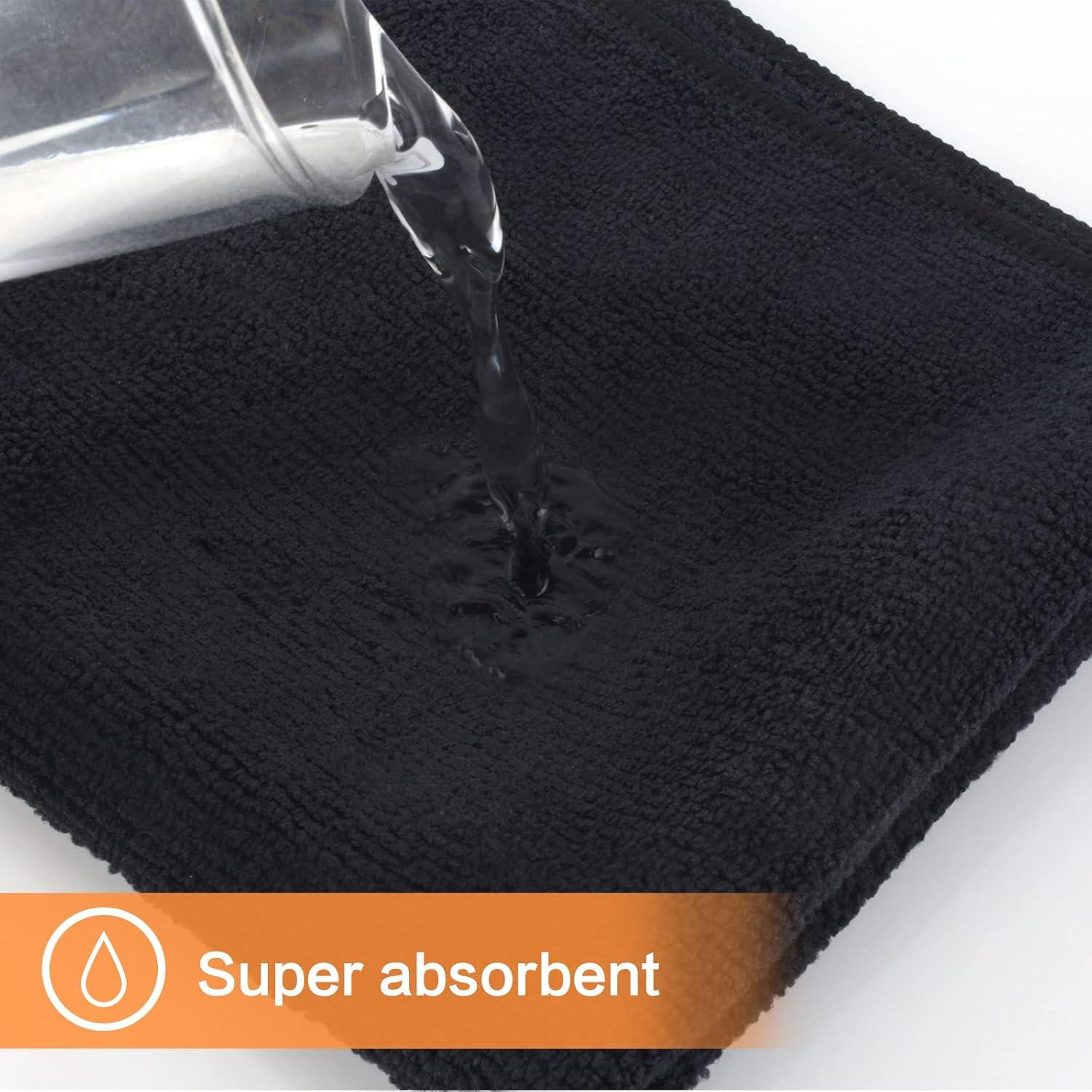 Microfasertücher 4er Set 30x30cm Schwarz Super saugfähig und fusselfrei