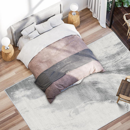 Teppich Wohnzimmer Kurzflor Moderner Flauschiger Groß 240x340 Hellgrau