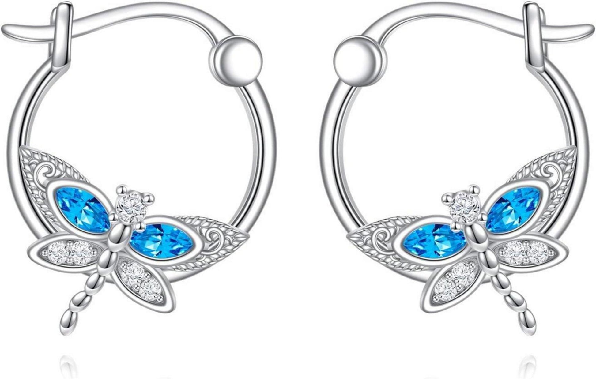 925 Sterling Silber Libelle Ohrringe Blauer Kristall Geschenke