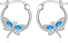 925 Sterling Silber Libelle Ohrringe Blauer Kristall Geschenke