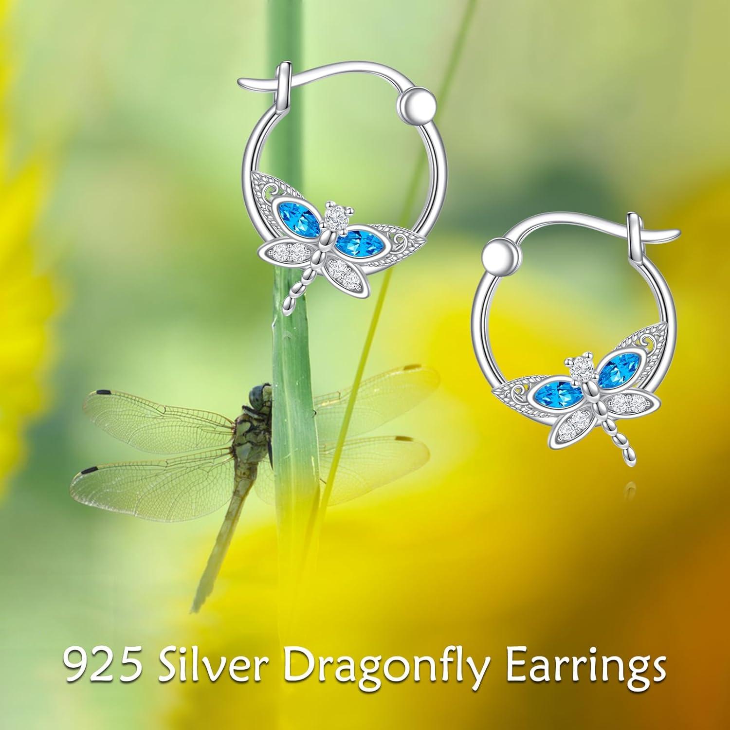 925 Sterling Silber Libelle Ohrringe Blauer Kristall Geschenke