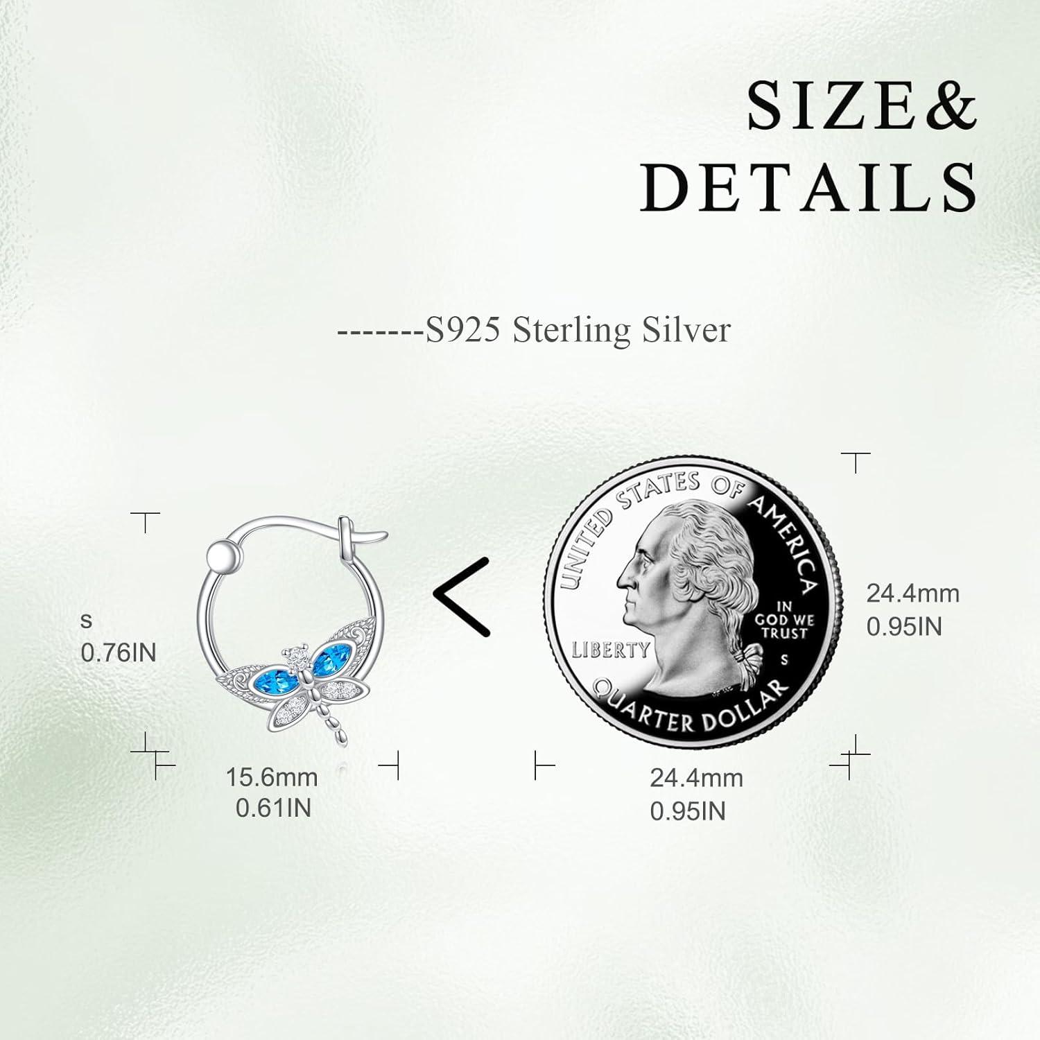 Libelle Ohrringe 925 Sterling Silber Blauer Kristall Damen Mädchen