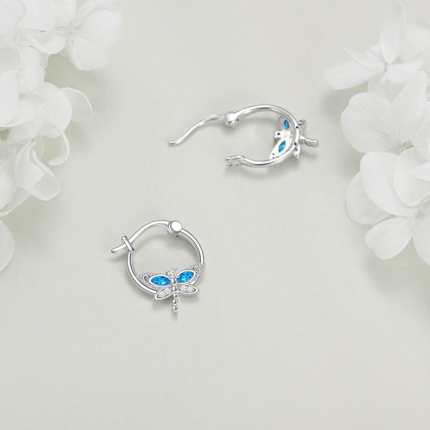 Libelle Ohrringe 925 Silber Blauer Kristall Schmuck Damen Mädchen