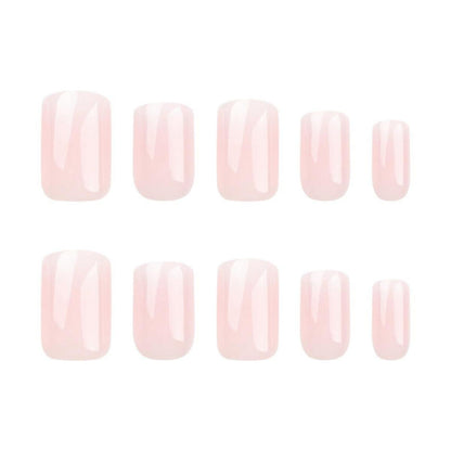 24er Set Weiße Kurze Press-On Nägel - Eckiges Design, Glossy Nude