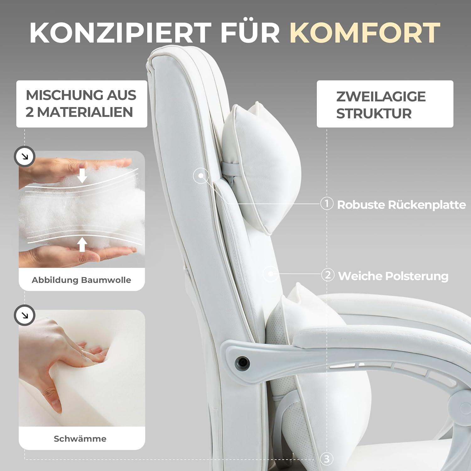 Ergonomischer Chefsessel mit Fußstütze und Lendenwirbelstütze