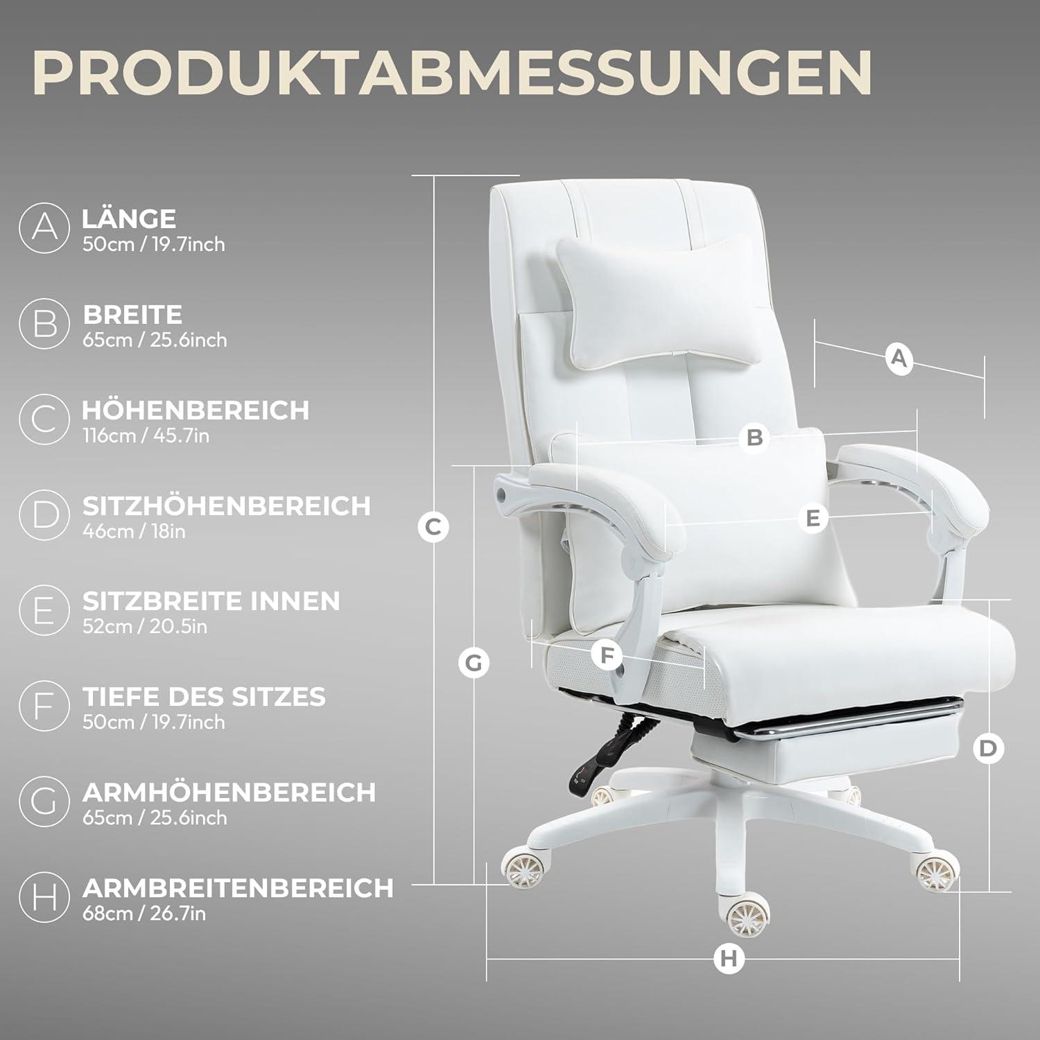 Ergonomischer Bürostuhl mit Fußstütze und