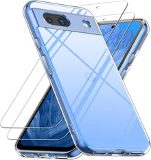 Transparente Google Pixel 8A Handyhülle mit 2 Hartglasfolien