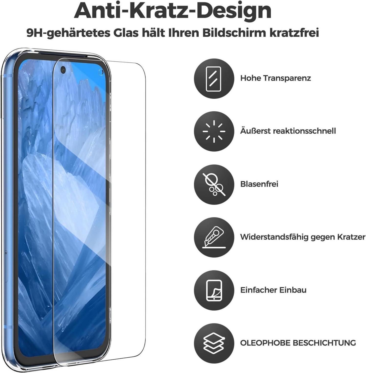 Transparente Google Pixel 8A Handyhülle mit 2 Hartglasfolien