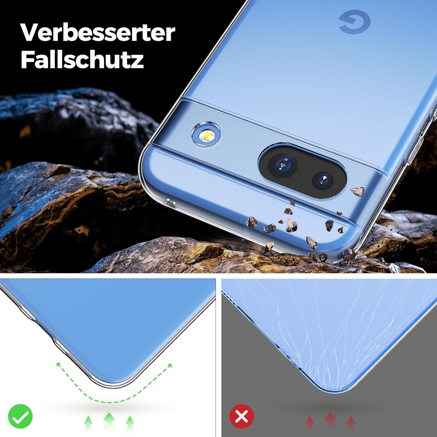 Handyhülle Google Pixel 8A Hülle + 2 Panzerfolien Transparent