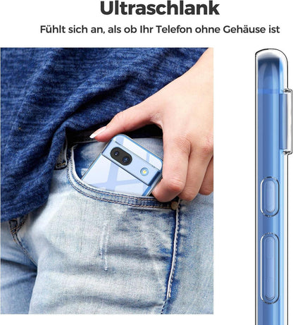 Google Pixel 8A Hülle + 2 Hartglas Schutzfolien Ultra Slim Stoßfest Clear