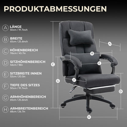 Ergonomischer Chefsessel mit Fußstütze und atmungsaktivem