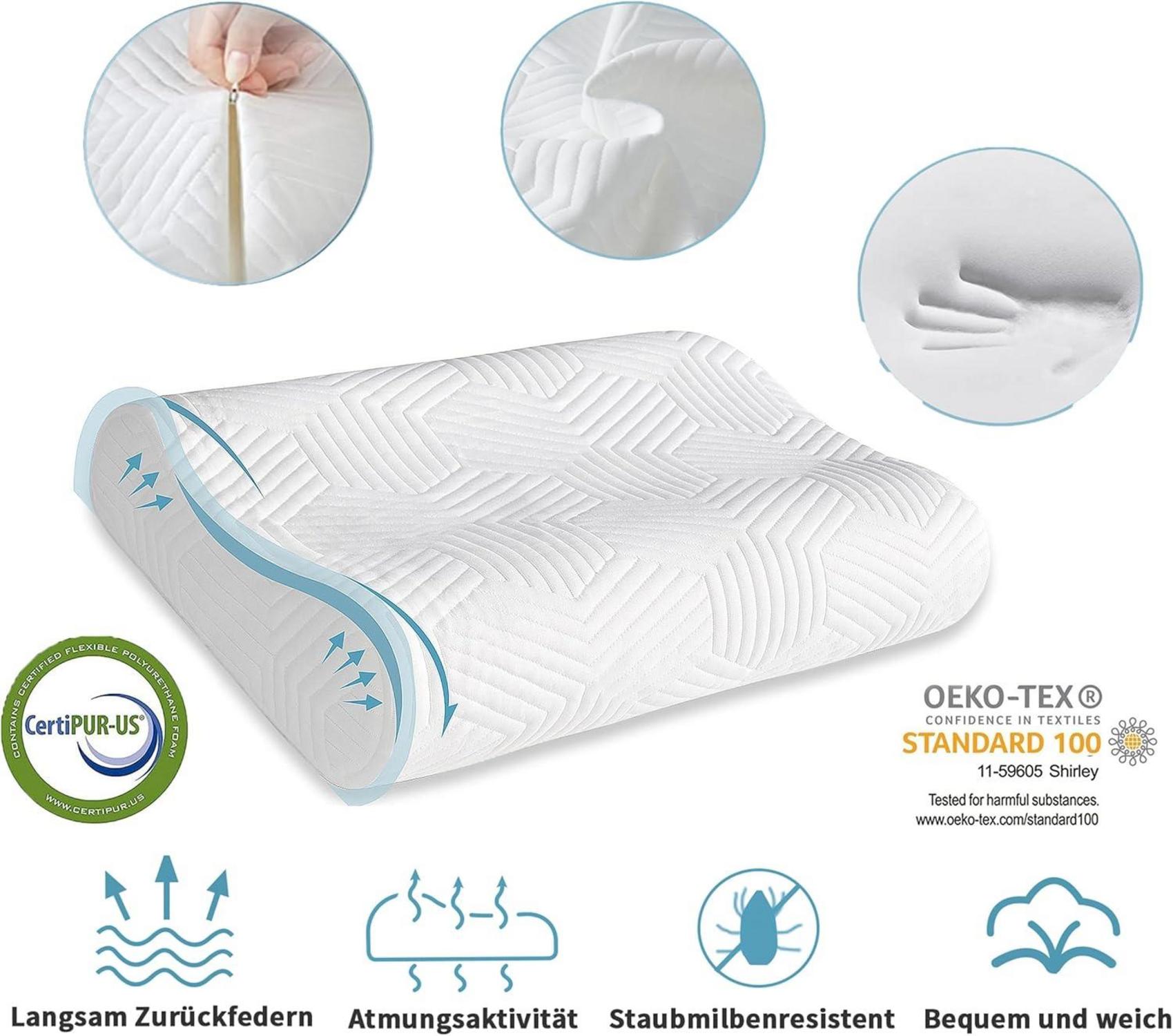 Orthopädisches Memory Foam Kopfkissen, Nackenstützkissen mit