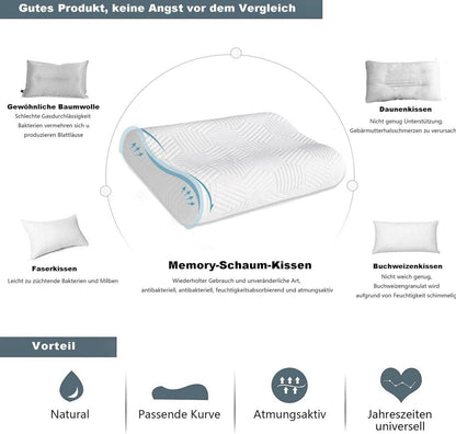 Orthopädisches Memory Foam Kopfkissen Weiß 50x36cm - Höhenverstellbar