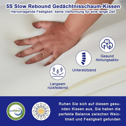 Höheneinstellbares Memory Foam Kopfkissen, Orthopädisches Nackenstützkissen 50x36 cm