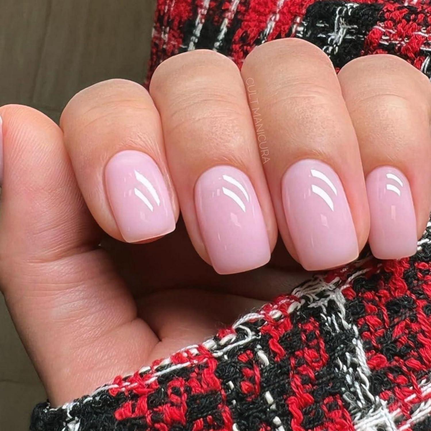 24 Stück Peach Pink Nägel Zum Aufkleben Kurz Eckig Glossy French
