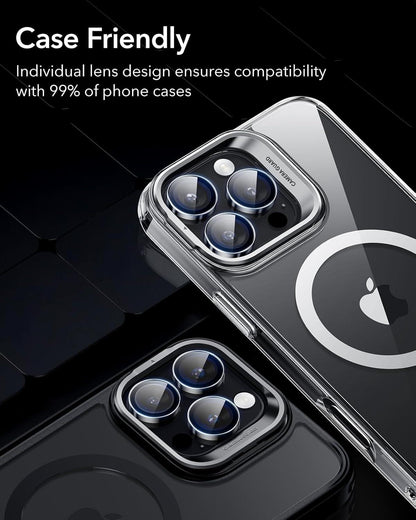 ESR Kamera Schutz für iPhone 16/15/14 Pro Max, Armorite Gehärtetes Glas Linse, Schwarz