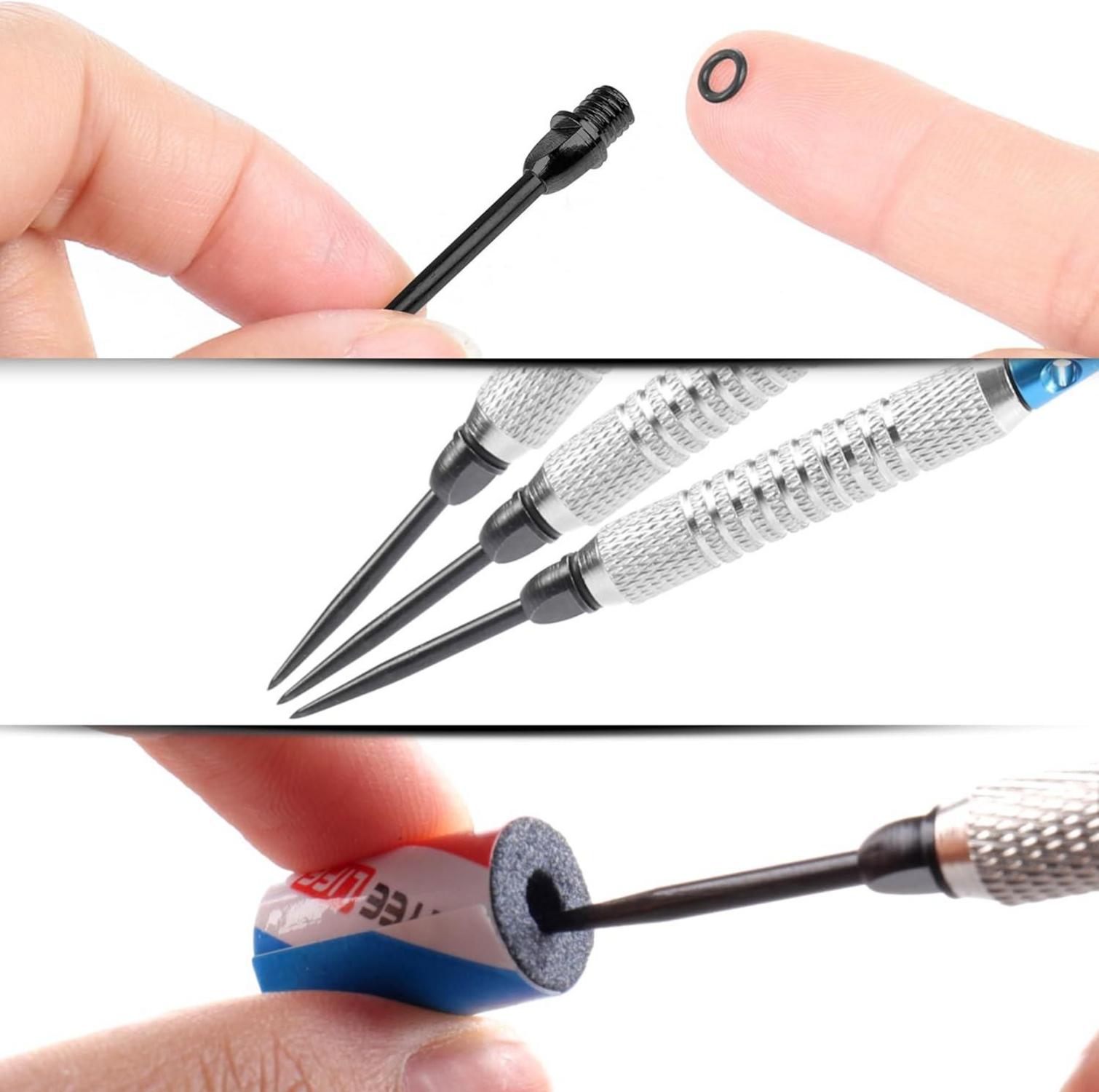 12 Steel Dartpfeile Spitzen + 20 Gummiringe + 1 Dartpfeile Spitzer