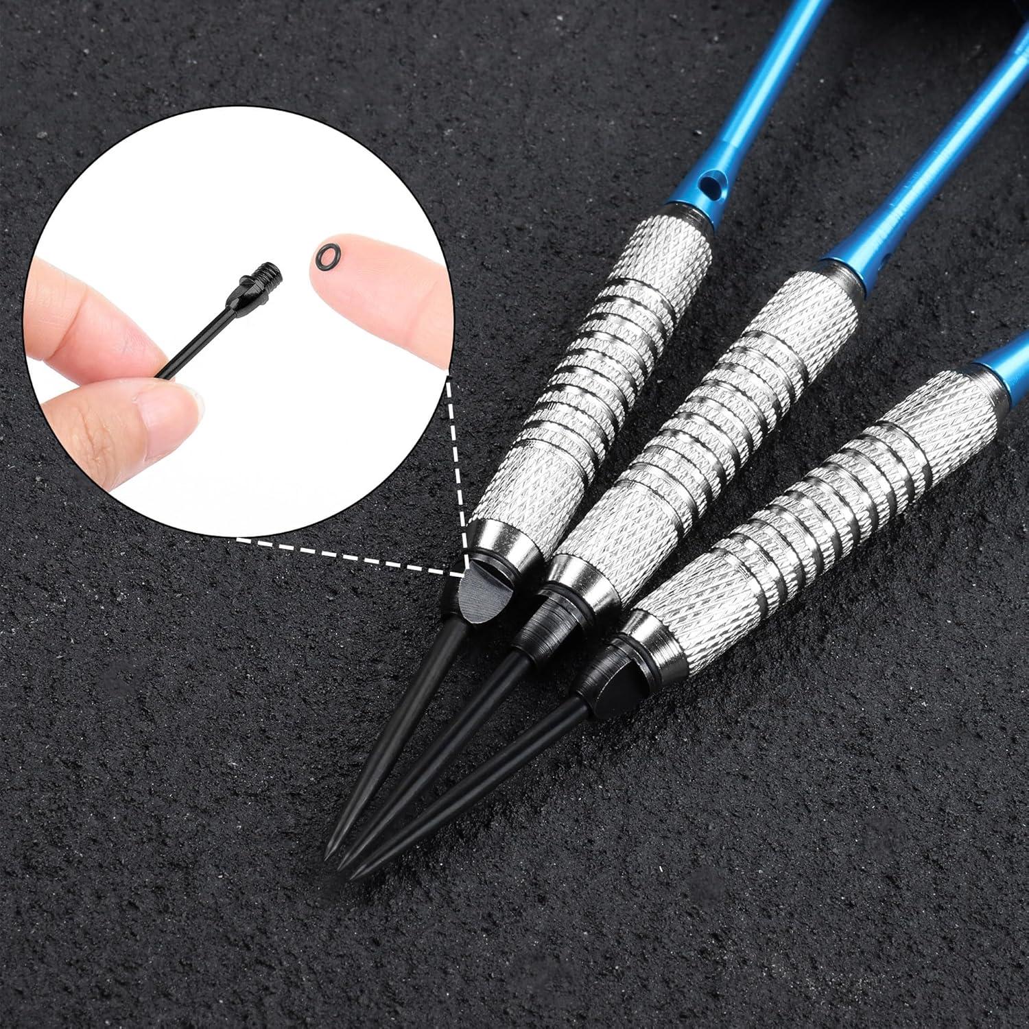 12 Stück Steel Spitzen + 20 Gummiringe + 1 Dartpfeile Spitzer