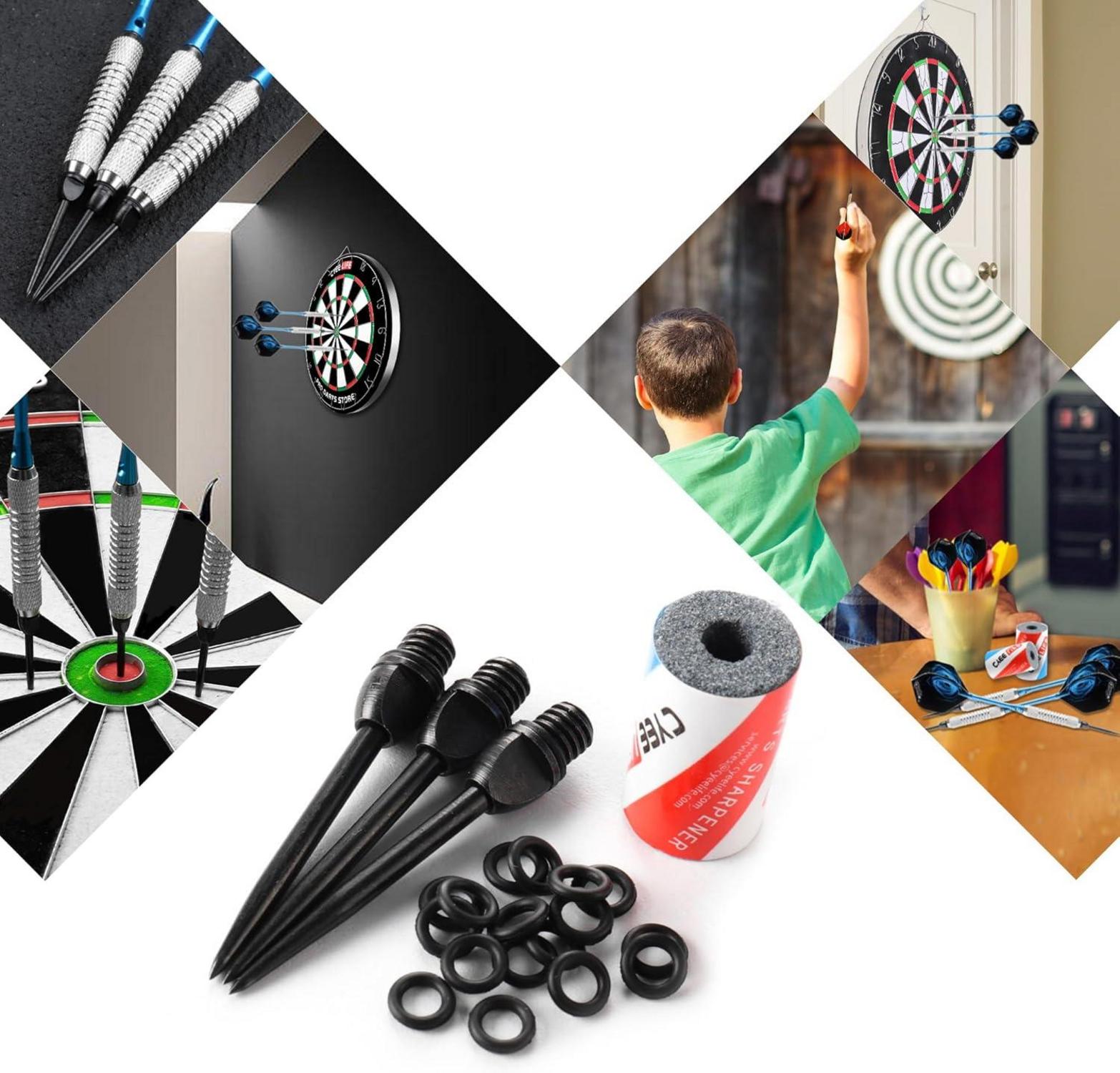 CyeeLife Steel Spitzen 12 Stück + Gummiringe 20 + Dartpfeile Spitzer 1