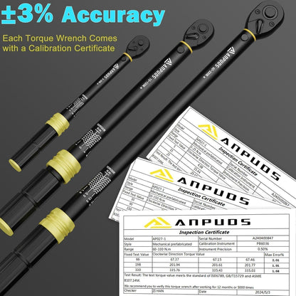 Drehmomentschlüssel Set 5-teilig 1/4" 3/8" 1/2" 3-330Nm Fahrrad Auto LKW
