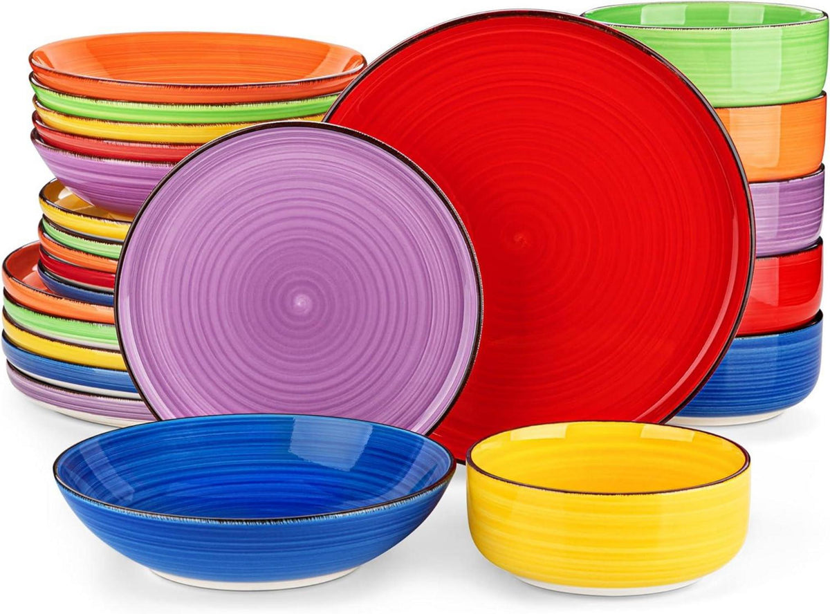 24tlg Bonita Geschirrservice Set Steingut modern bunt