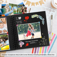 Fotoalbum 24x24cm Schwarz DIY Spiralalbum Scrapbook 80 Seiten Hochzeit Geburtstag