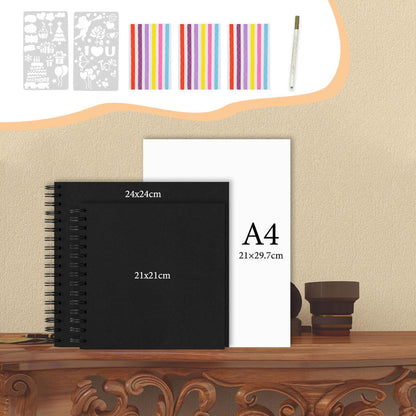 Fotoalbum Selbstgestalten 24x24cm DIY Spiral Scrapbook Album 80 Seiten Schwarz