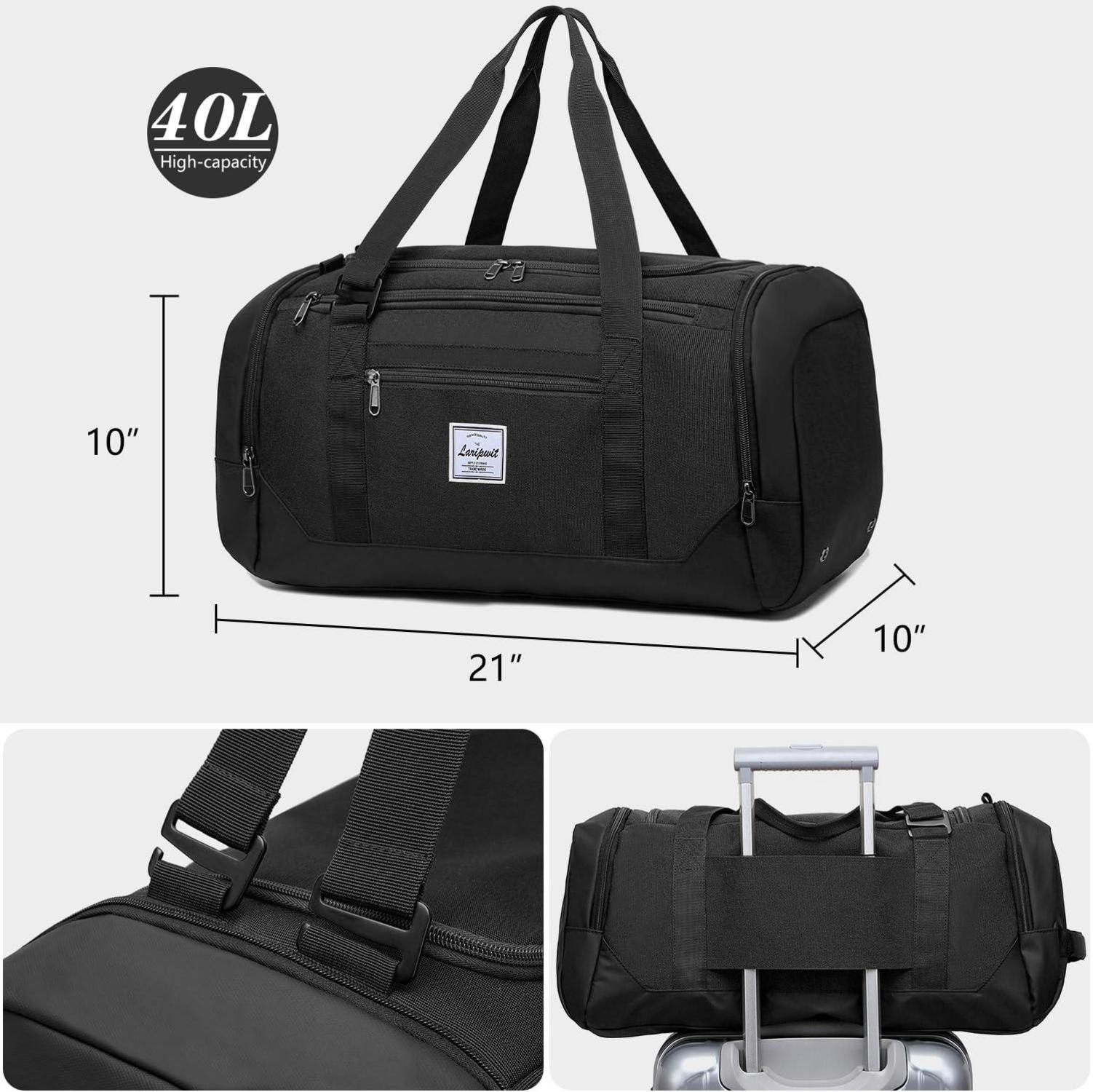 Laripwit Sporttasche Herren 40L Rucksack Reisetasche Schwarz Gym Fitness