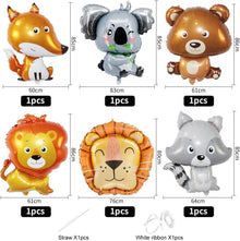6er Set Folienballon Waldtiere: Koala Braunbär Fuchs Löwe