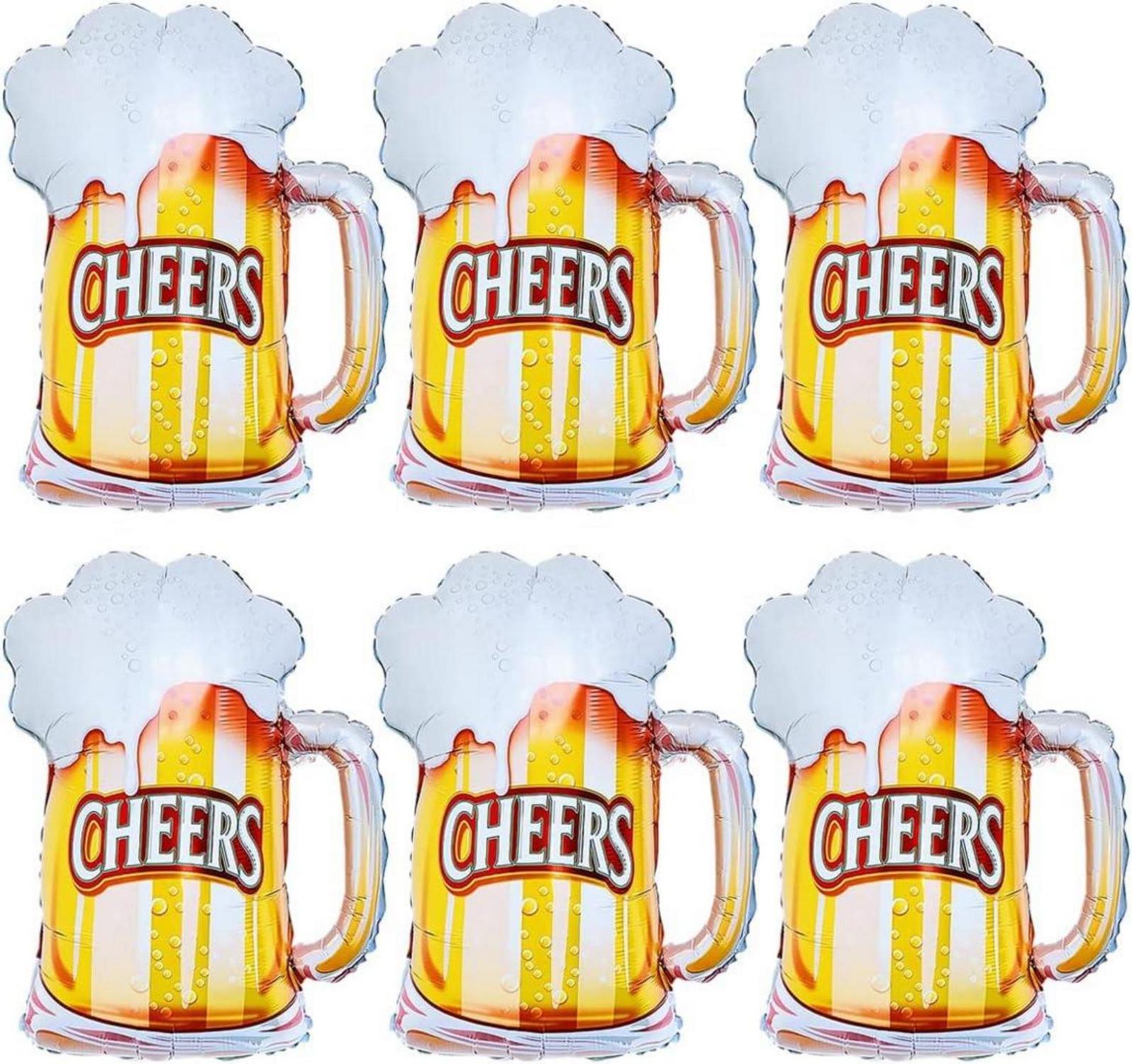 6er Set Bier Luftballons Bierglas Heliumballon Folienballons