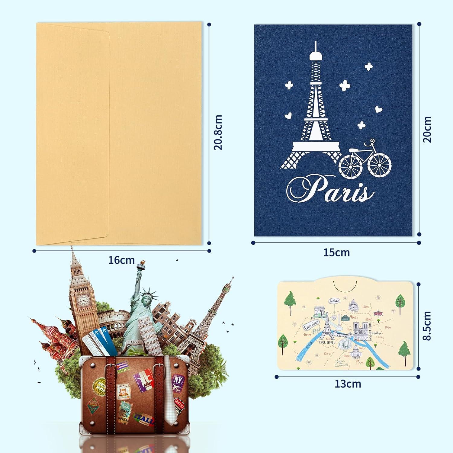 Joyoldelf Pop Up Karte Paris Eiffelturm 3D Reisegutschein Flitterwochen Urlaubscard