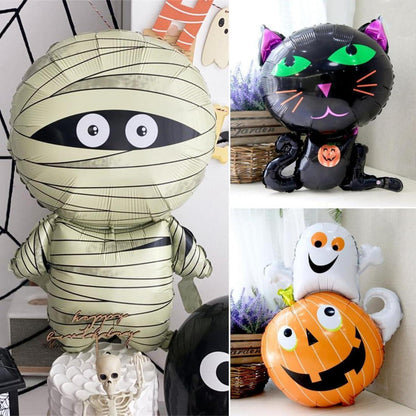 Halloween Folienballon Set mit Kürbis Katze Hexe Geist Fledermaus