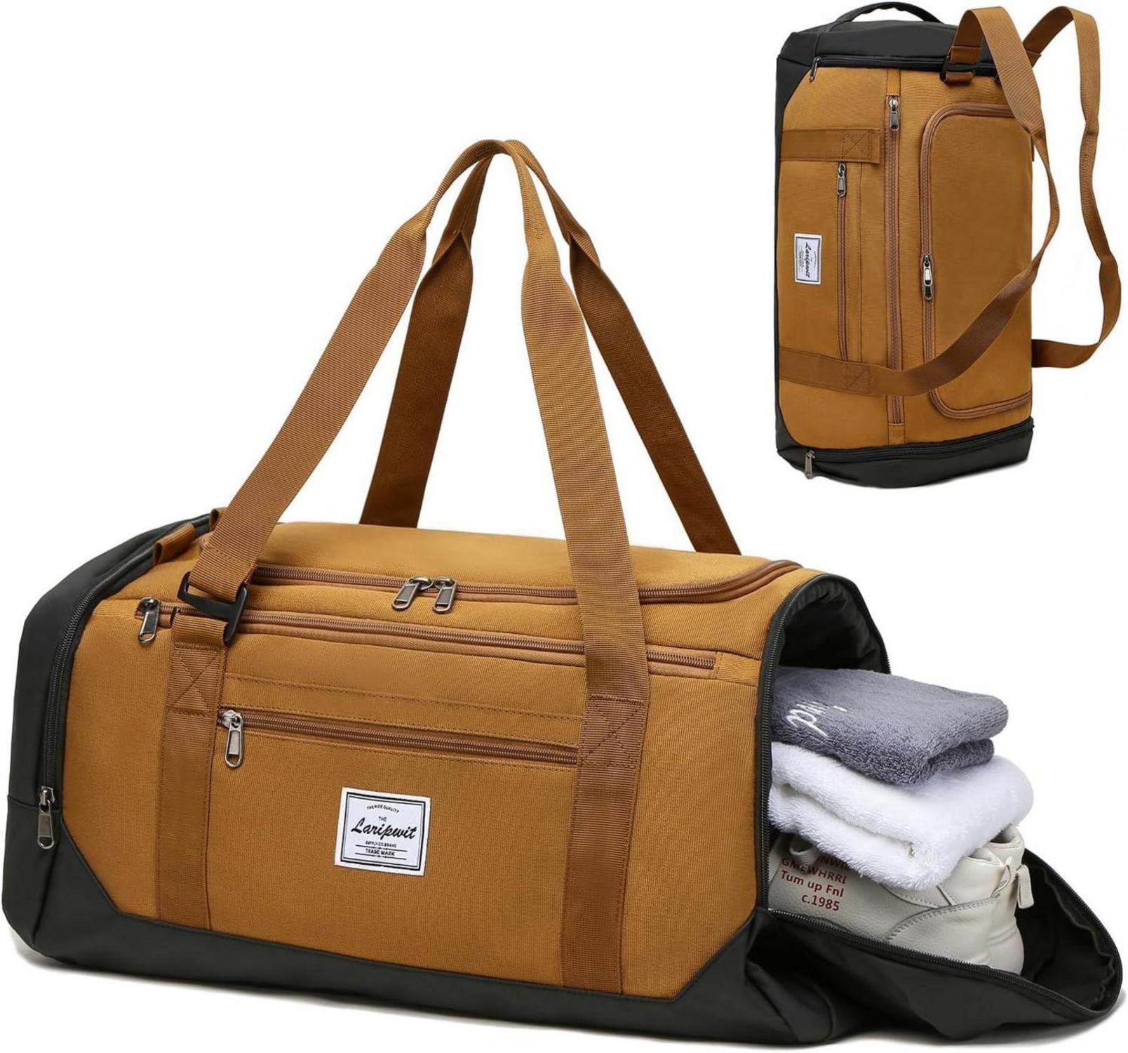 Sporttasche Herren 40L mit Schuhfach Wasserdicht Brown Fitness
