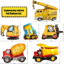 6er Set Bagger Konstruktion Folienballons für Party