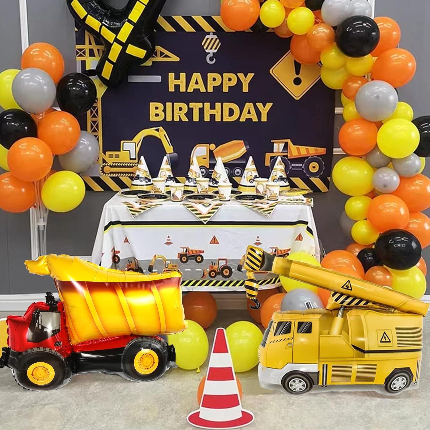 6er Bagger Bulldozer Radlader Traktor Luftballon Set - Party Dekorationen