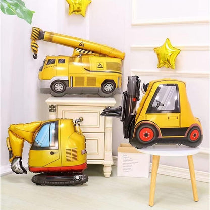 6er Pack Bagger Bulldozer Radlader Traktor Folienballons Auto-Party Deko