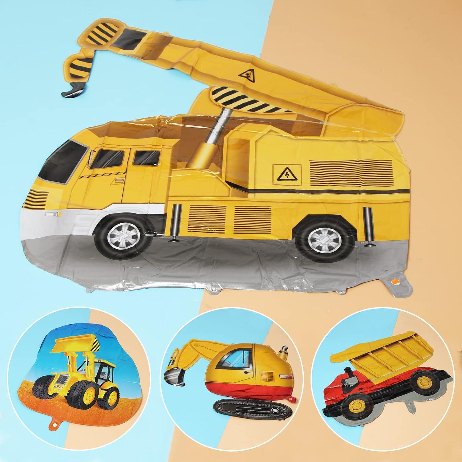 6er Bagger Bulldozer Traktor Luftballons Set XXL Konstruktion
