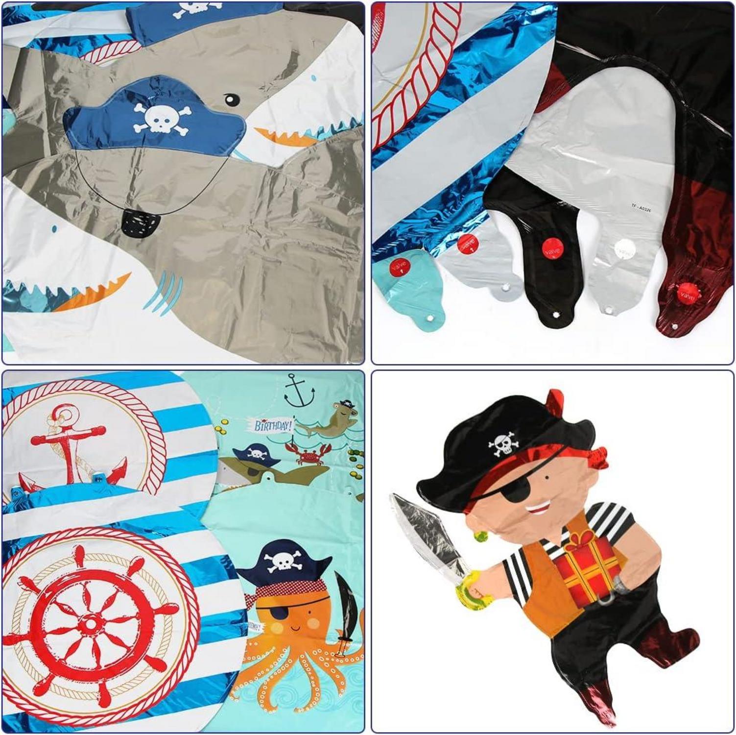 10 Piratenschiff Haifisch Helium Ballons Kinder Piraten Folienballon
