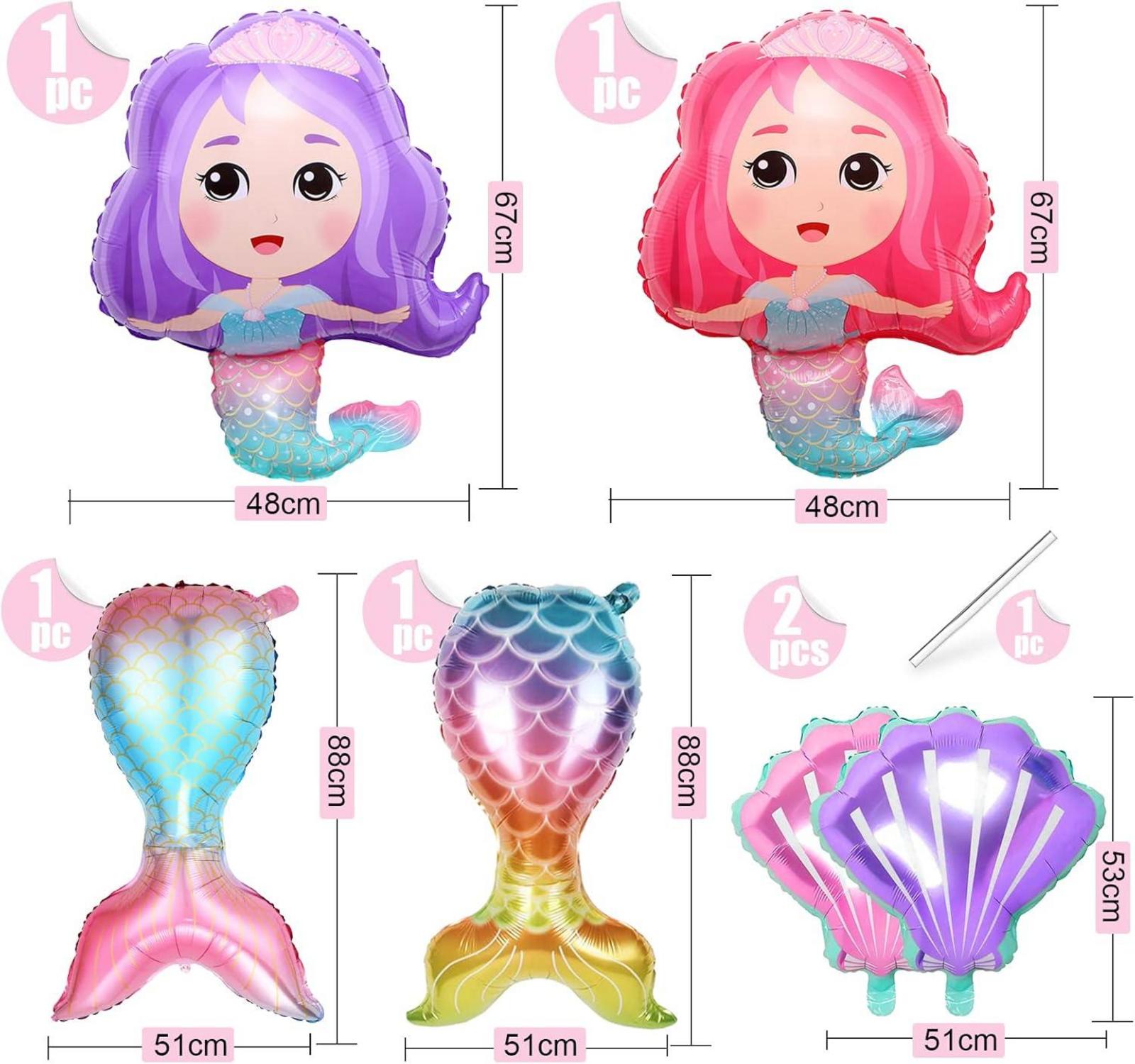 6er Meerjungfrau Schwanz Luftballon Set, XXL Mermaid