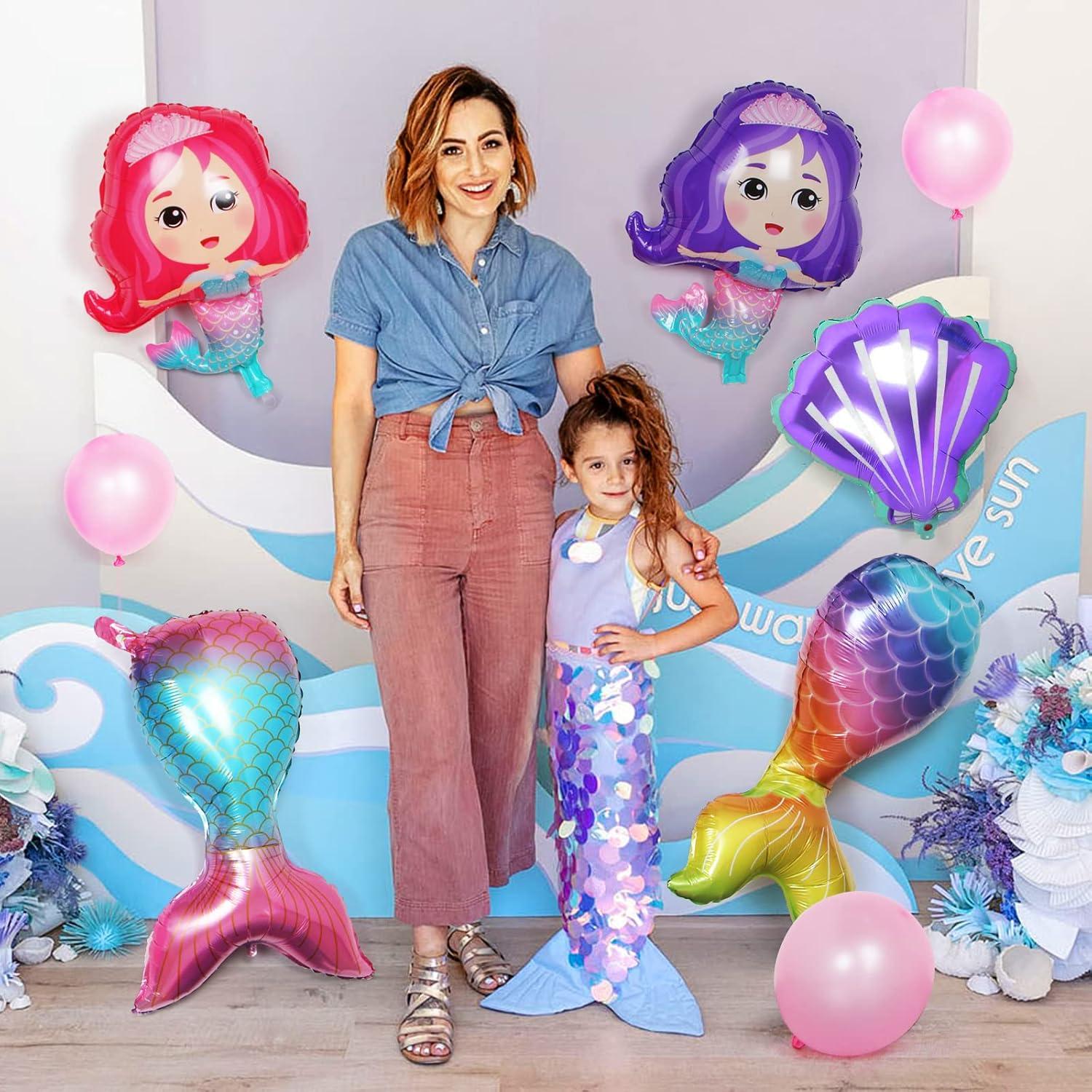 6er Set Meerjungfrau Schwanz XXL Heliumballons Folienballons