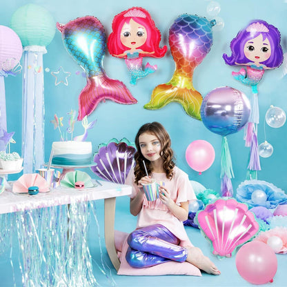 6er Set Meerjungfrau Schwanz XXL Heliumballons Folienballons