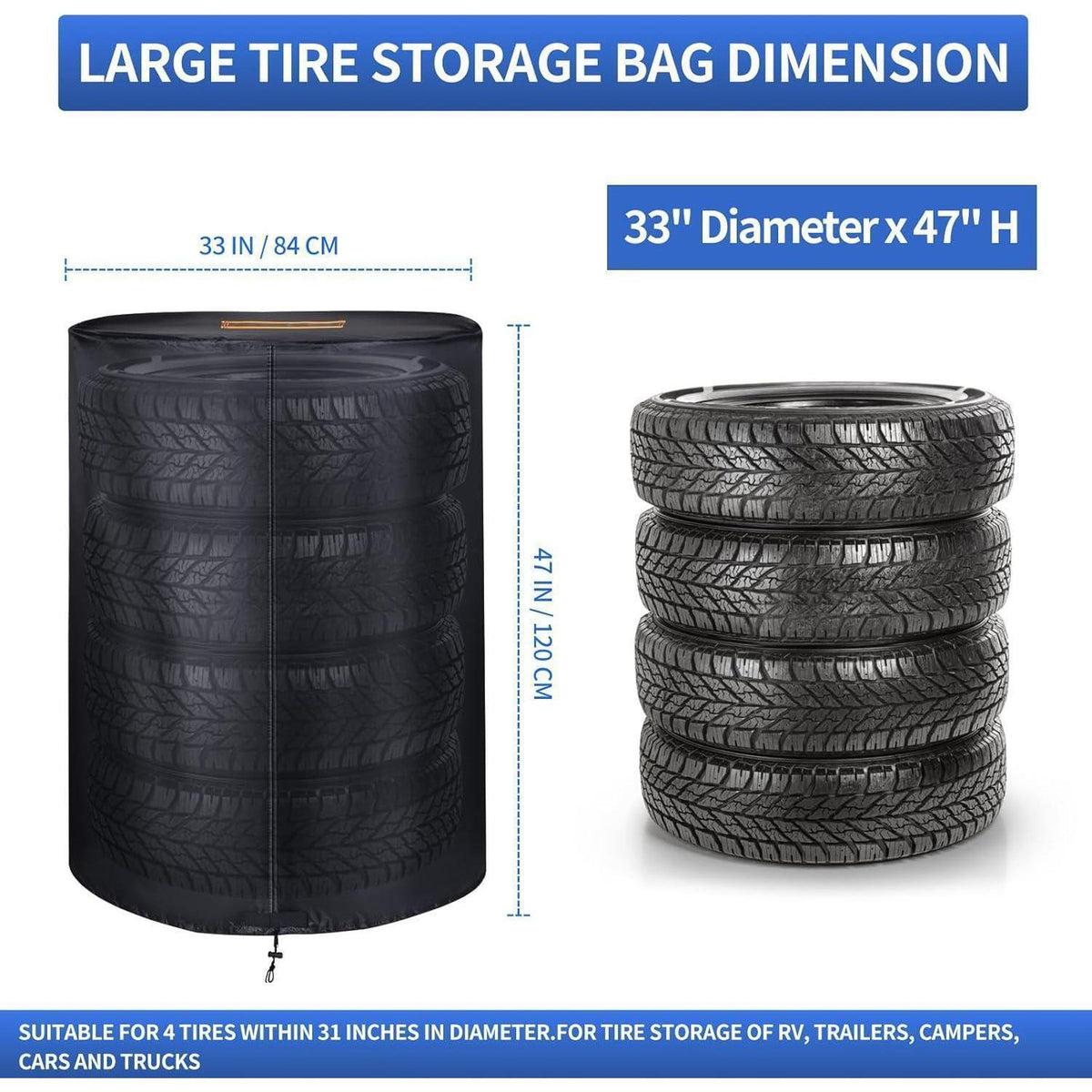 Reifenabdeckung für 4 Reifen – Robust & Wasserdicht (84x120cm)