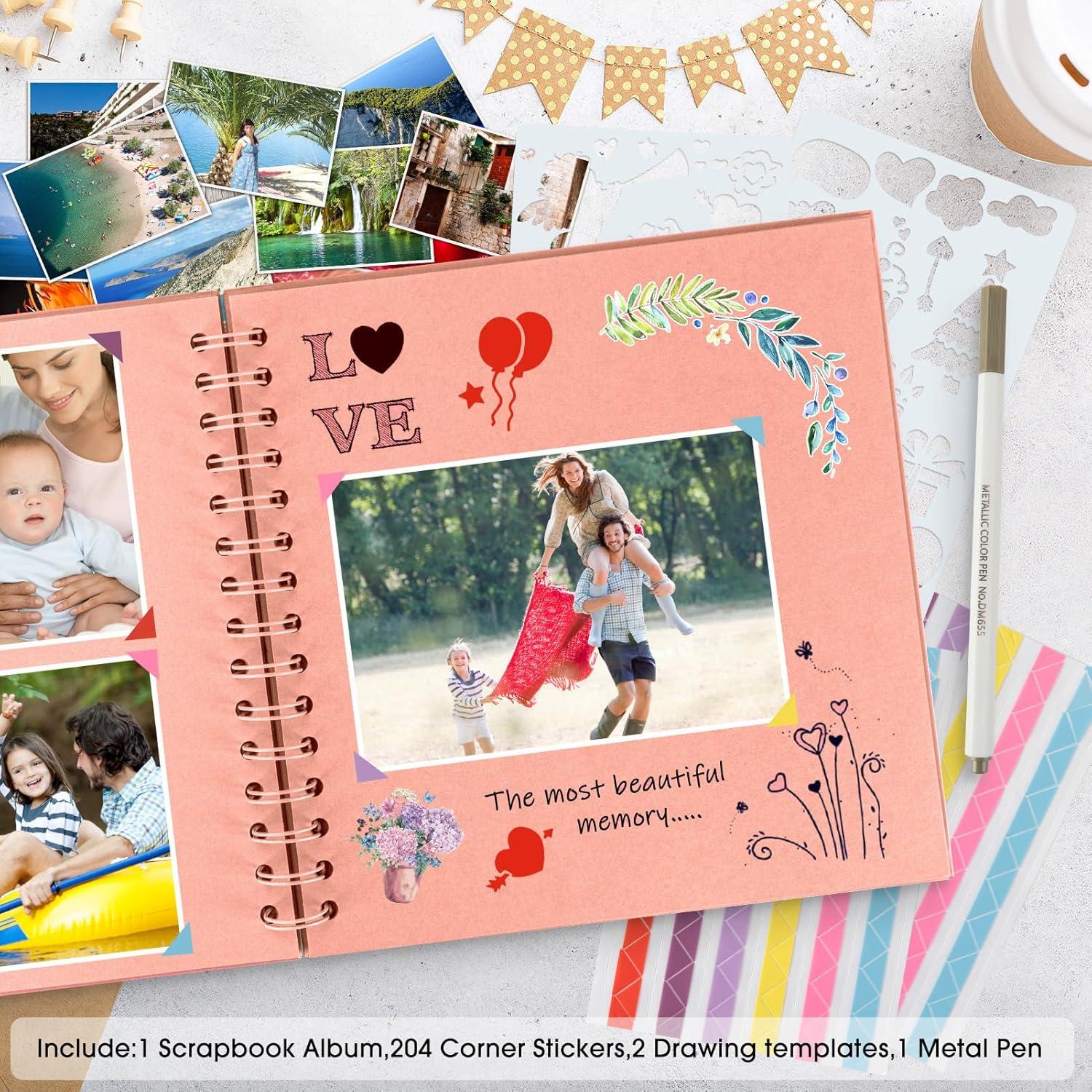 Fotoalbum DIY Scrapbook Spiralalbum 24x24cm 80 Seiten Gästebuch Hochzeit Rosa