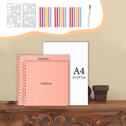 JAECU Fotoalbum DIY Spiralalbum 24x24cm Scrapbook Hochzeit Geburtstag Rosa